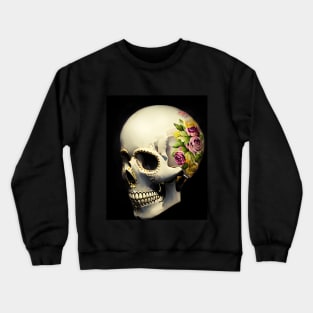 Black and White Rose Sugar Skull Crewneck Sweatshirt